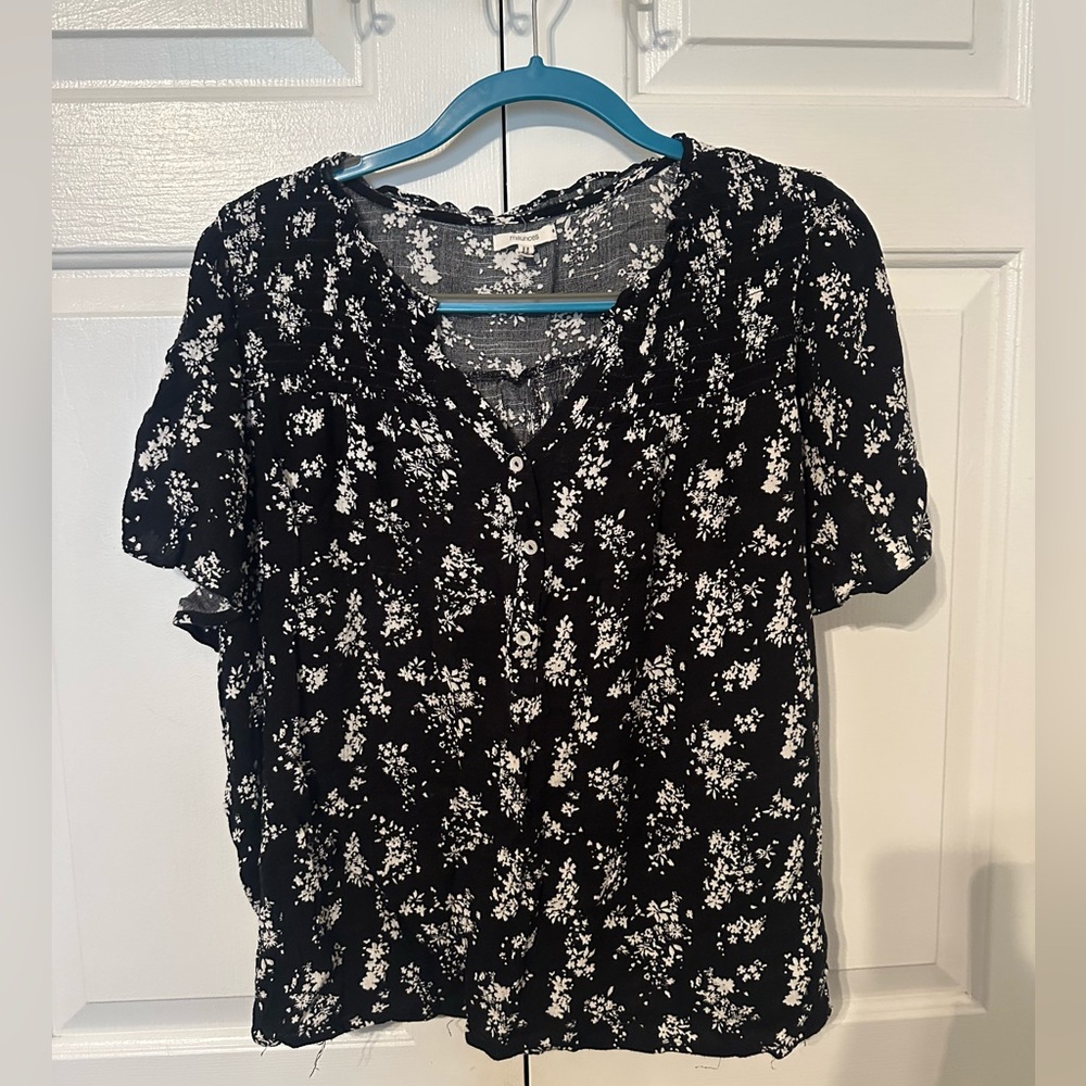 Maurices Black and White Floral Blouse